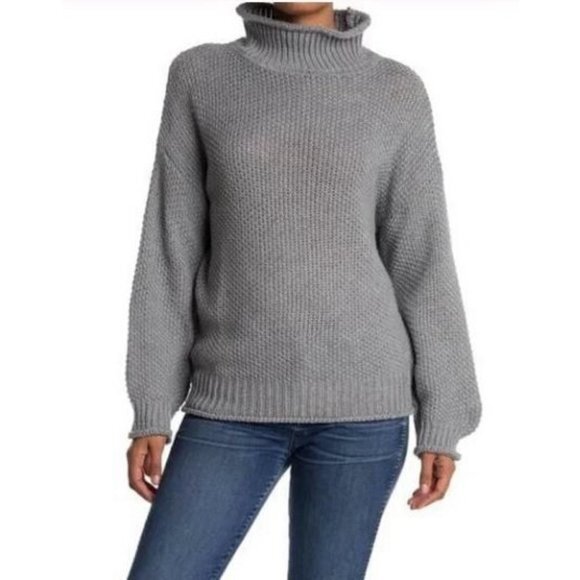 BB Dakota Sweaters - BB Dakota by Steve Madden Size S Womens Chunky Knit Turtleneck Sweater in Gray